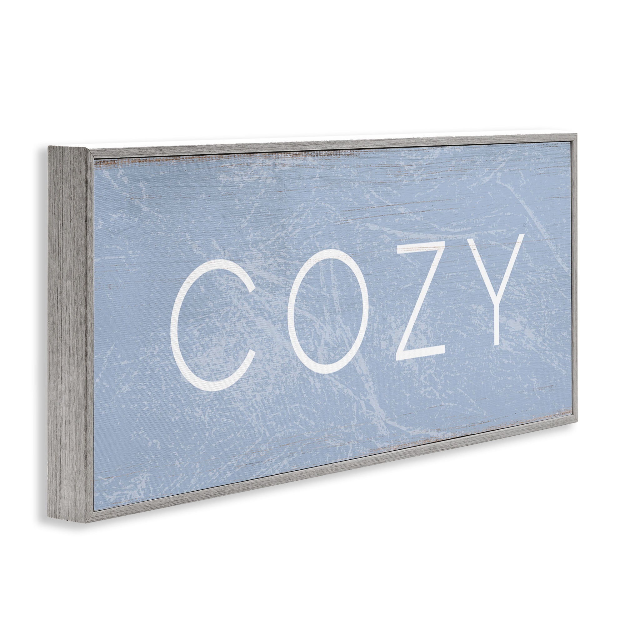 Stupell Industries Cozy Charming Distressed Phrase Typography Painting Gray Framed Art Print Wall Art, 24 x 10