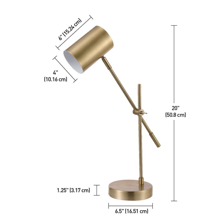 Globe Electric Matte Brass Desk Lamp, 20", Adjustable photo 5