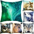 thumbnail image 2 of PENGXIANG Wolf Print Soft Peach Skin Throw Pillow Cover Case Cushion Home Sofa Car Decor, 2 of 9