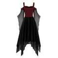 thumbnail image 3 of BLVB Women's Halloween Dress Cold Shoulder Lace up Gown Butterfly Sleeve Flowy Chiffon Party Dress Vintage Gothic Dress, 3 of 3