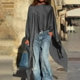 thumbnail image 2 of Oversized Tshirts for Women Loose Solid Batwing Chiffon Wrap Poncho Top - Long Sleeve Lightweight Satin Fabric Tunic Style Tshirts Shirts for Women Comfort Colors Tshirt, 2 of 6