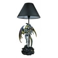 thumbnail image 3 of Golden Green Dragon Holding Excalibur Sword With Crystal At Graveyard Table Lamp, 3 of 9