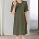 thumbnail image 3 of Moda mujer vestido suelto algodón lino camiseta vestido cuello redondo una línea vestido de sol FLhrweasw Nuevo, 3 of 9