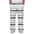 thumbnail image 3 of GrmtClth Mens' Baggy Striped Cargo Pants Horizontal Stripe Drawstring Waist Soft Blend Casual Workout Slacks Gray M, 3 of 3