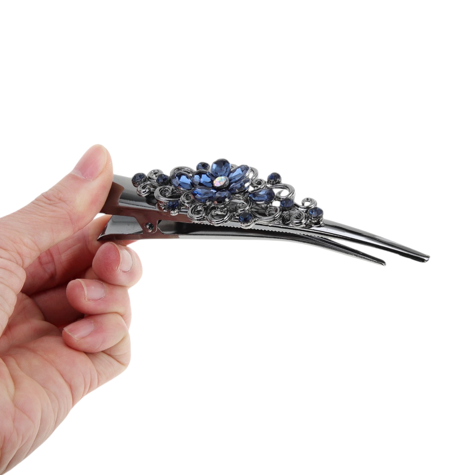 Unique Bargains Vintage Floral Hair Clips Black Blue White Brown Red 5 Pcs