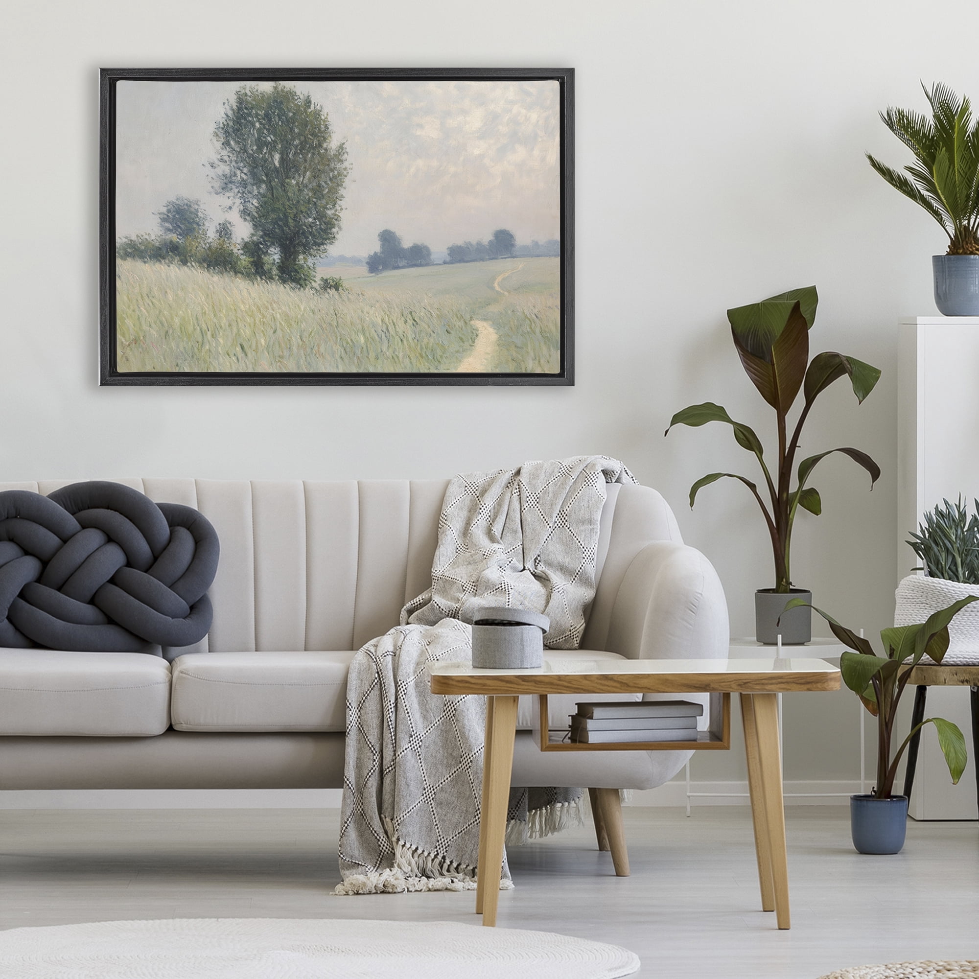 Stupell Industries Tall Grass Path Through Meadow Black Framed Floater Canvas Wall Art, design by Petal Prints Design