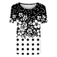thumbnail image 5 of JTZGDY Womens Tops Loose Fit Casual Short Sleeve Round Neck Boho Floral Printed T-Shirts Trendy Oversized Basic Tunic Blouse Black#02 XL, 5 of 5
