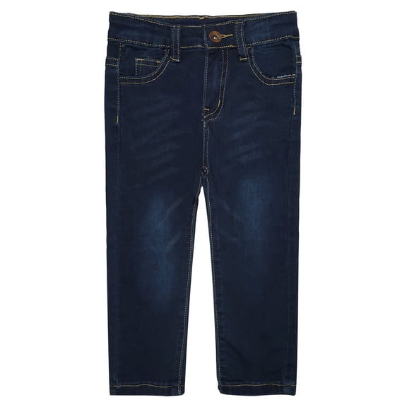KIDSCOOL SPACE Little Girls Boys Jeans,Elastic Band Inside Straight Fit Stretchy Soft Denim Pants,4-5 Years
