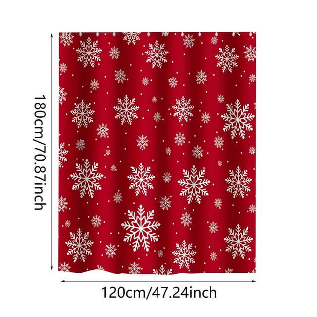 Crochets de Rideau de Douche, Rideaux de Douche pour Salle de Bain Noël Flocon de Neige Hiver Nouveau Rideau de Douche en Polyester Imprimé Rideau de Douche de Noël pour Salle de Bain