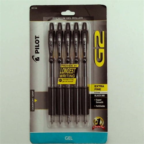 Pilot 5ct G2 Gel Pens Extra Fine Point 0.5mm Black Ink