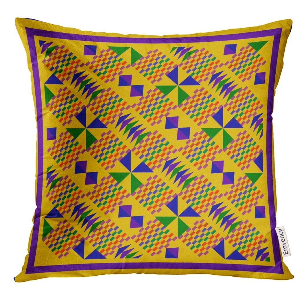 ARHOME Blue Accra Ghana Kente Green African Pillow Case 16x16 Inches