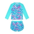thumbnail image 5 of Esho 3T-4T Toddler Little Girls Summer Rash Guards Swimsuit Long Sleeve Swim Shirts + Swim Shorts 2Pcs Bathing Suit, 5 of 8