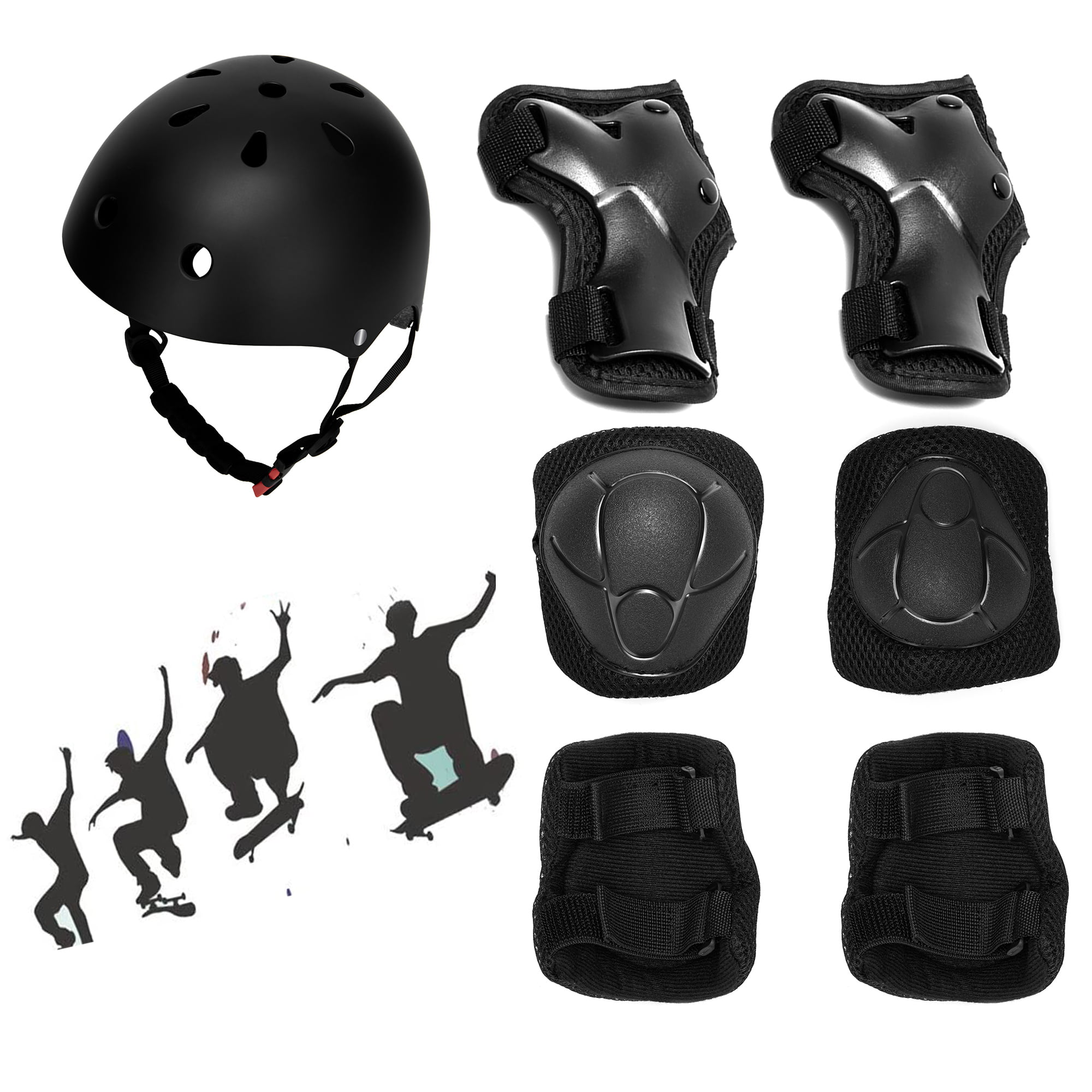 7 PCS Adult Kids Adjustable Sport Helmet and Knee Pads Elbow Guards Set Cycling 