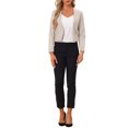 thumbnail image 2 of INSPIRE CHIC Women's Coat Faux Leather Crop Collarless Open Front PU Moto Biker Jackets XS Beige, 2 of 5