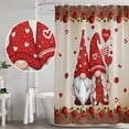 thumbnail image 4 of Valentine's Day Shower Curtain, Waterproof Shower Curtains for Bathroom, Farmhouse Gnomes Love Red Rose Wooden Washable Fabric Bathtub Curtain Set Bath Decor with 12 Hooks Stall 36"x72", 4 of 6
