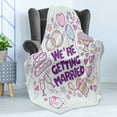 thumbnail image 4 of Wedding Soft Flannel Fleece Blanket, We're Getting Married Happy Celebration Ceremony Arrangement of Doves Print, Cozy Plush for Indoor and Outdoor Use, 70" x 90", Purple Blue Pink, by Ambesonne, 4 of 5