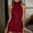 *Red, variant on ClodeEU Women's Halter High Neck Sleeveless Mini Dress,Slim Waist Flared Short Party Dress Beige,Women's Plus L