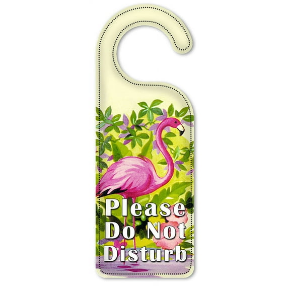 Do Not Disturb Door Knob Hanger Sign - Pink Flamingo
