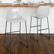 Ofika 30 inch Bar Stools Set of 2, Modern Bar Height Barstools, Faux Leather Stool with Back and Metal Leg, Armless Tall Bar Dining Chairs for Pub Kitchen Island
