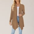 thumbnail image 2 of Ediodpoh Women Fashion Long Sleeve Cardigan for Women Autumn Lightweight Open Front Draped Mid Long Asymmetric Coat Coffee M, 2 of 5