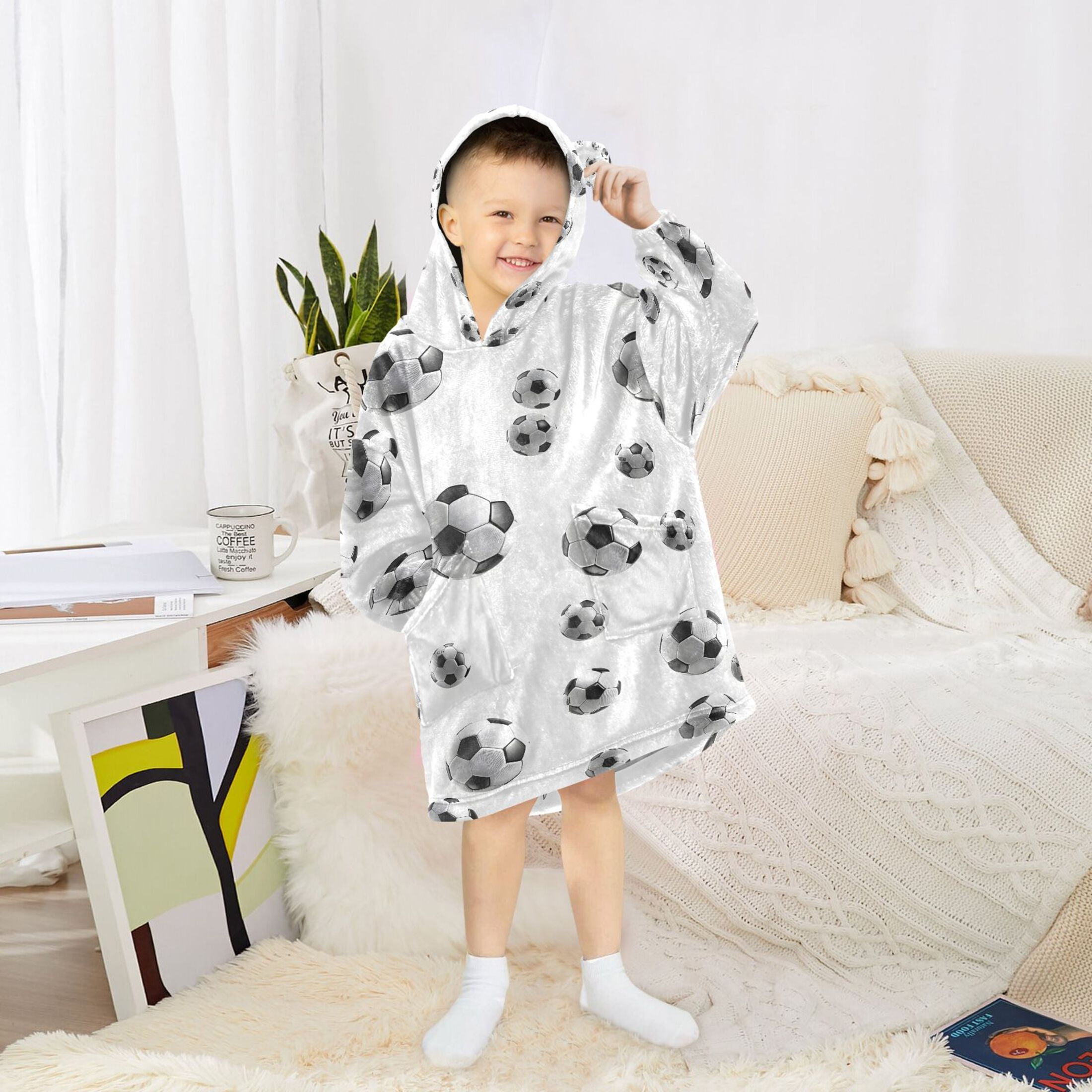 joogoo Blanket Hoodie for Soccer Football Oversize Sweatshirt 3-14 YR L
