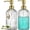 Clear-golden Pump, variant on Homaryx 2-Pack 18oz Fluted Glass Soap Dispenser with Golden Rust Proof Pump, Refillable Kitchen & Bath Dispenser with Vertical Stripes for Hand Soap, dish soap, Lotion.