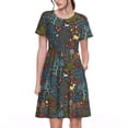 thumbnail image 1 of Disketp Deers In The Forest 1 para Vestido de Manga Corta para Mujeres, Vestidos de Verano para Mujeres, Casual y Holgado para la Playa, 1 of 6