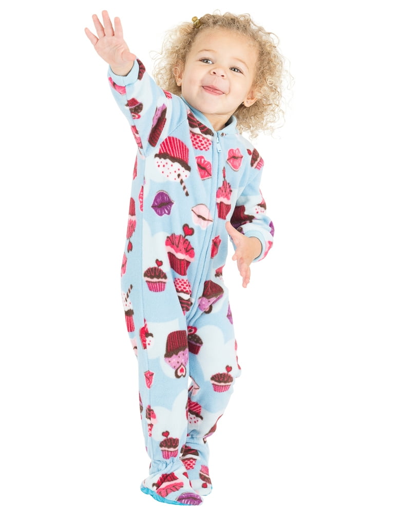 Footed Pajamas Blue Cupcakes Infant Fleece Onesie
