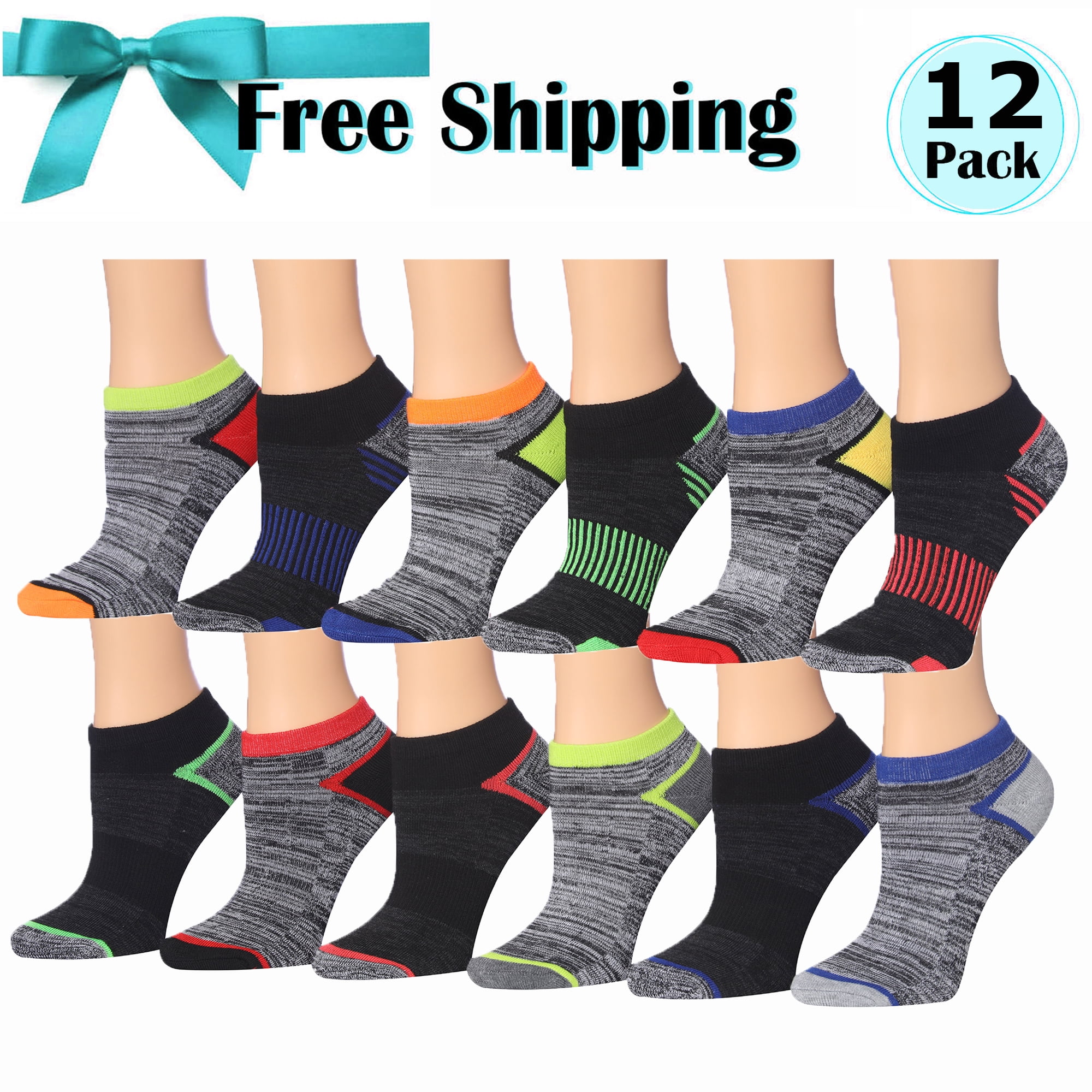 BOY SOCKS - Boy's 12 Pairs Athletic Cushioned Socks - Walmart.com