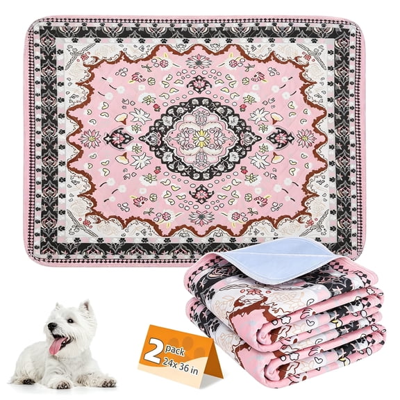 AUQ Washable Pee Pads for Dogs,4Pcs Super Absorbent Reusable Puppy Training Pads Waterproof,Nonslip&Leak-Proof Dog Pee Pads,Large Pet Mats Whelping Pads for Floor,Crate,Couch,24"X36"