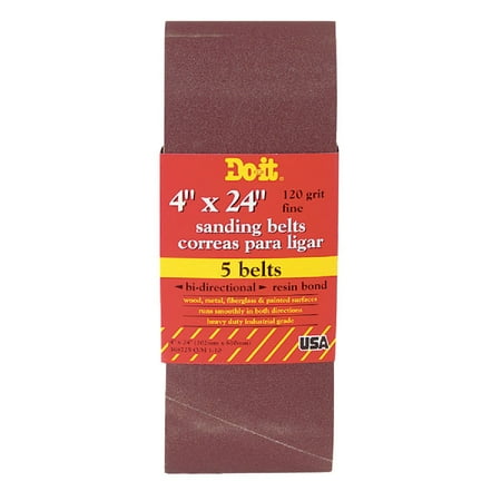 

1PK Do it Best 4 In. x 24 In. 120 Grit Dual Direction Sanding Belt (5-Pack)