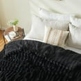thumbnail image 5 of Super Soft King Blanket Black Premium Silky Flannel Fleece 3D Ribbed Jacquard Lightweight Bed Blanket All Season Use (Black Ribbed, King(90"x110")), 5 of 6