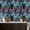 thumbnail image 2 of Peel and Stick Wallpaper Eerie Cottage Amid Twisted Trees Midnight Flora Wall Paper 17.7in x 9.8ft Self Adhesive Removable Gothic Moody Contact Paper for Nursery Bedroom Cabinets, 2 of 8