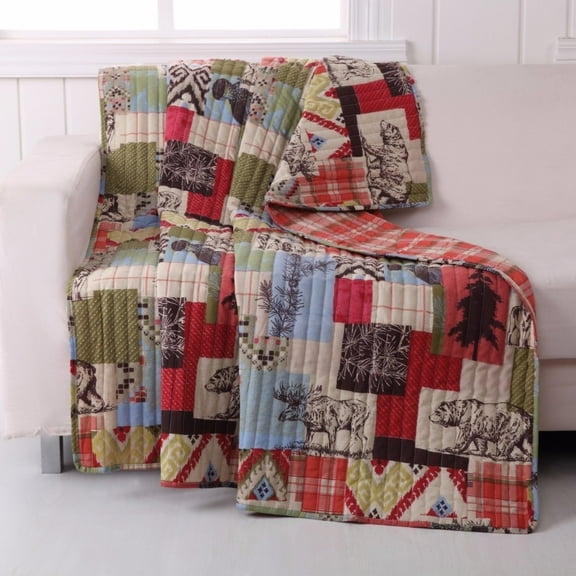 50 x 60 Cotton Throw Blanket, Nature Inspired Print, Multicolor- Saltoro Sherpi