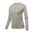thumbnail image 2 of A2Y Women's Fitted Viscose Crew Neck Long Sleeve Metal Button Detail Sweater Heather Taupe M, 2 of 6