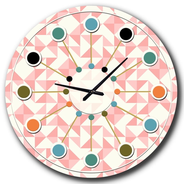 Designart 'Abstract Geometric Pattern, Patchwork Quilting Mid-Century Modern Wall Clock
