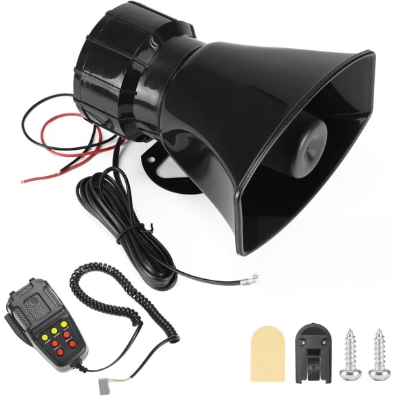 Alarm Horn Siren PA Speaker Mic System - 100W 12V Loud 7-Sound Speaker for Car, Emergency, Truck, Boat