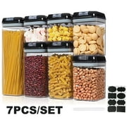 7 Pieces Airtight Food Storage Container Set Kitchen Organization Containers with 8 Labels & Chalk Marker BPA Free Clear Plastic Kitchen and Pantry Organization Containers