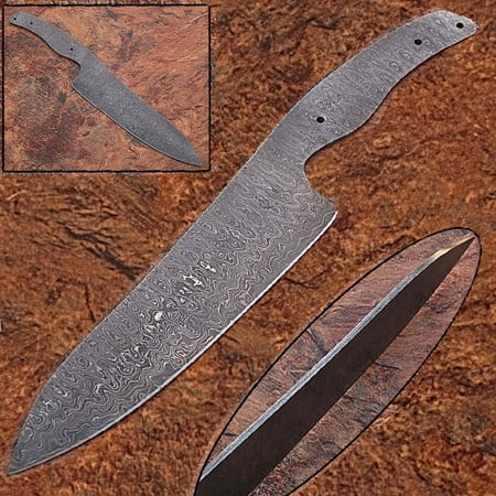 Damascus Full Tang Ladder Pattern Blank Chef Knife - Ltd.Edition (Best Damascus Kitchen Knives)