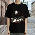 thumbnail image 3 of Black T Shirts for Men, Skull Feeding Cats, Graphic Mens Graphic Tees, 24936919,S, 3 of 8