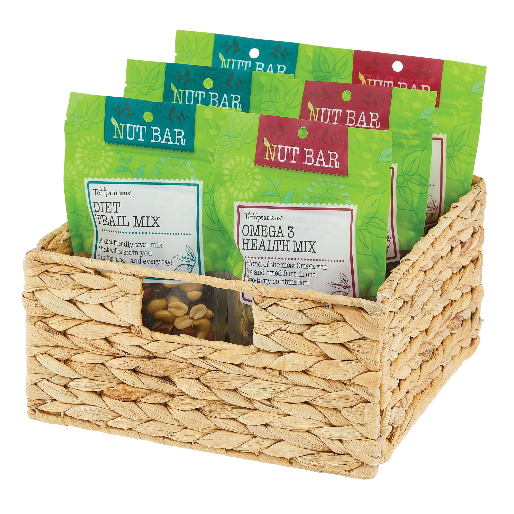 mDesign Woven Hyacinth Kitchen Basket Organizer with Handles - 8 Pack - Natural