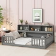 thumbnail image 6 of Mirightone Full Size Floor Bed with Rails, Wood Montessori Floor Bed with Bookcase and Shelves, Full Bed Frame, Gray, 6 of 8