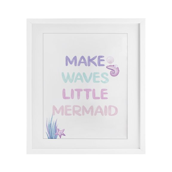 Stupell Industries Coastal Make Waves Little Mermaid White Framed Print Under Glass, 13 x 16, by Kim Allen