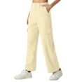 thumbnail image 3 of GIRUNS Womens Cargo Pants High Waist Trousers Beige M With Pockets Wide Leg Pants Loose Stretchy Casual Comfy Relaxed Fit Streetwear Long Straight Pants For Women, 3 of 7