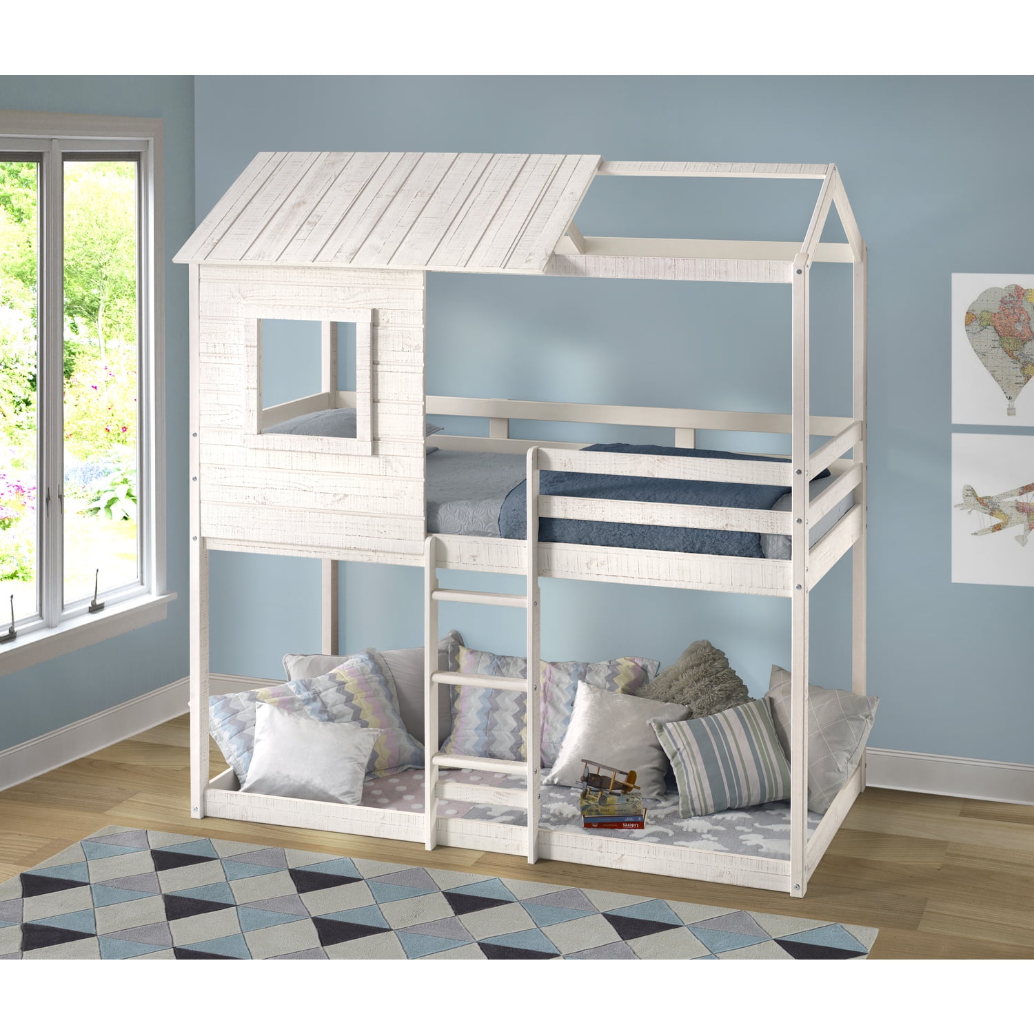 Naomi Home Deer Blind Playhouse Bunk BedFinishWhite,SizeTwin