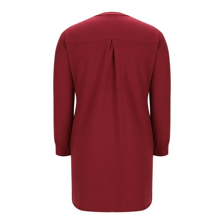 Aueoeo Women's Solid Color Outfits Long Sleeve Crew Neck Midi Dress Trendy  Fashion Shirt Dress Casual Daily Work Dresses - Walmart.com