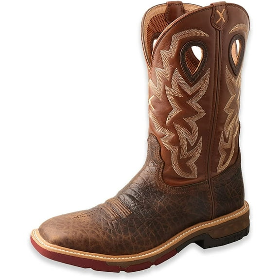 Twisted X Work Boot Men 12" WP Wide Square 8.5 D Smokey Brown MXBW002