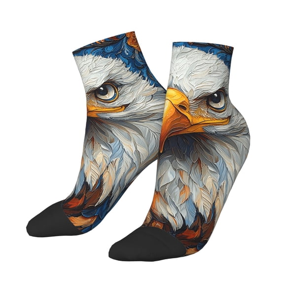 Low Cut Unisex Novelty Crew Socks Casual Ankle Socks for Men Women, Bald Eagle