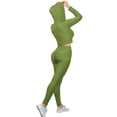 thumbnail image 4 of MixMatchy Women's Solid Scrunch Butt Lift Zip Up Crop Jacket Work Out Yoga Leggings Set Outfit, 4 of 5