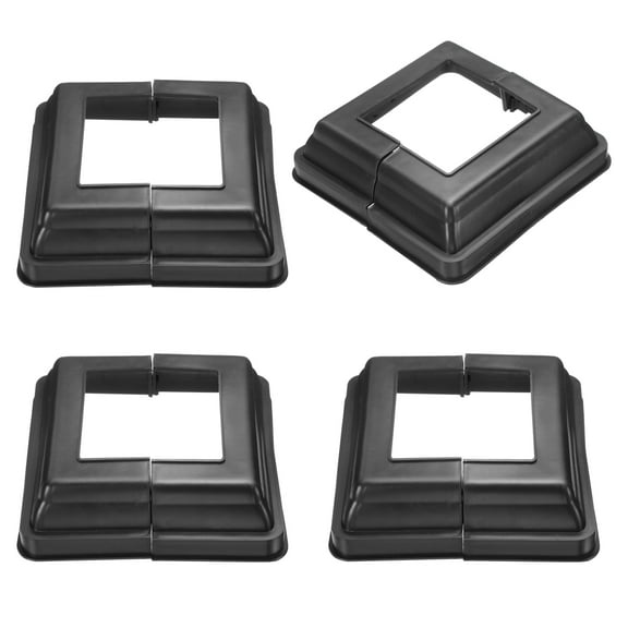 4 Pack Post Base Cover, 6x5.75 (Internal Size 3.25x3.25) Split Style Post Skirt, Porch Column Wrap for Post Fence Deck Cable Railing Baluster Stair Rails, Black